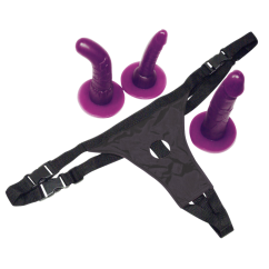 Připínací penisy Bad Kitty Strap-On purple Set