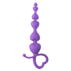 Anální kolík Purple Anal Beads Heart Handle